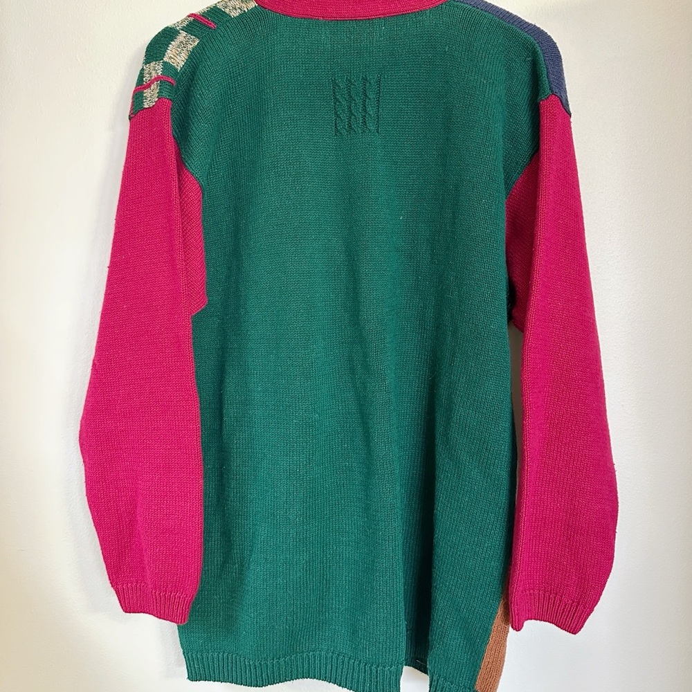Vintage Patchwork Farmhouse Cardigan Sweater Cottagecore Apple Barn Sheep Knit - Picture 2 of 6